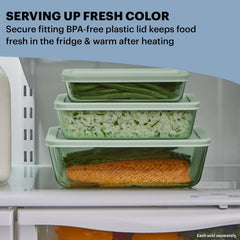 Pyrex® Simply Store® Tinted 11-cup Rectangle Storage with Green Plastic Lid