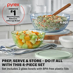 Pyrex® Colors Sculpted Tinted 4-piece Mixing Bowl Set