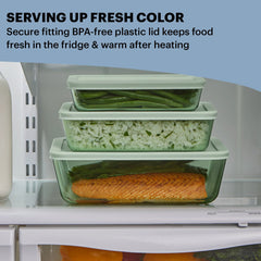 Pyrex® Simply Store® Tinted 6-piece Rectangle Storage Set with Plastic Lids, Green